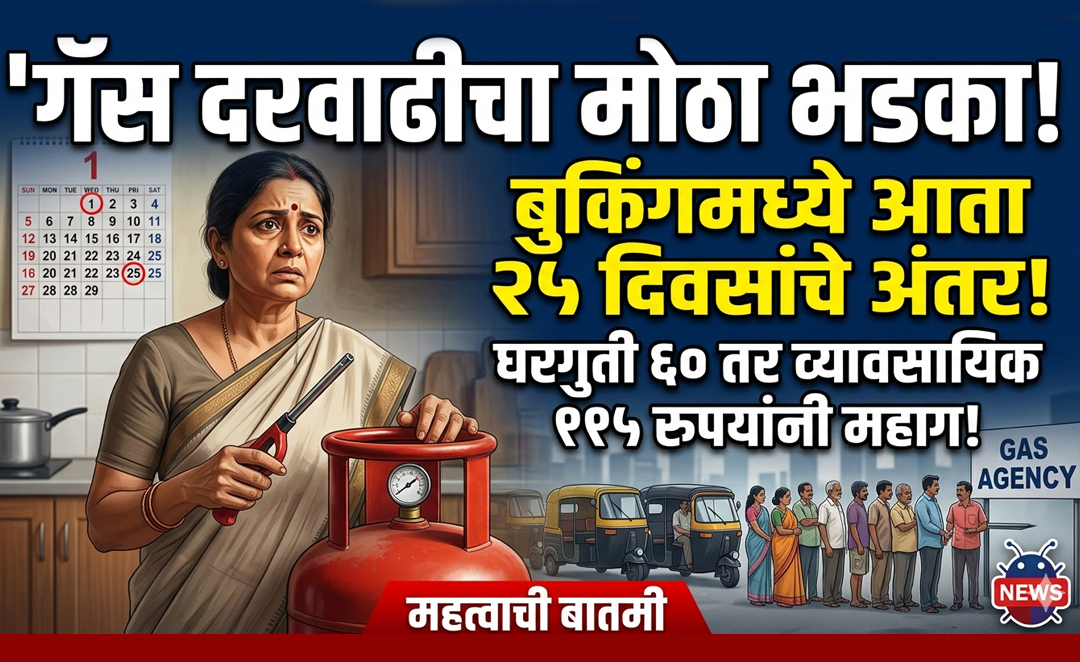 LPG Price Hike 2026 :युद्ध आखातात आणि झळ भारतात- आता दोन सिलिंडरमध्ये २५ दिवसांचे अंतर;