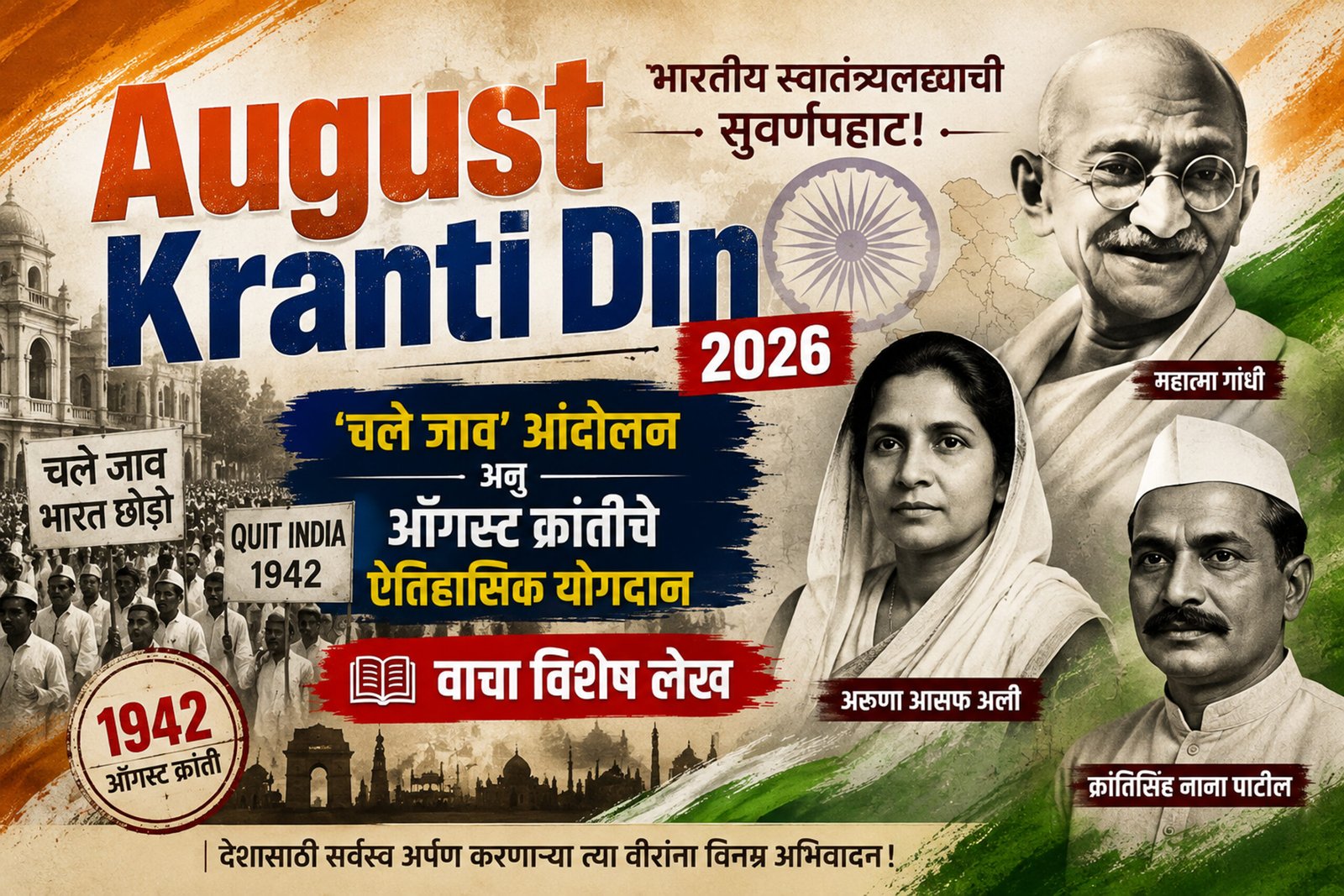 August Kranti Din 2026: भारतीय स्वातंत्र्यलढ्याची सुवर्णपहाट! ‘चले जाव’ आंदोलन अन् ऑगस्ट क्रांतीचे ऐतिहासिक योगदान; वाचा विशेष लेख