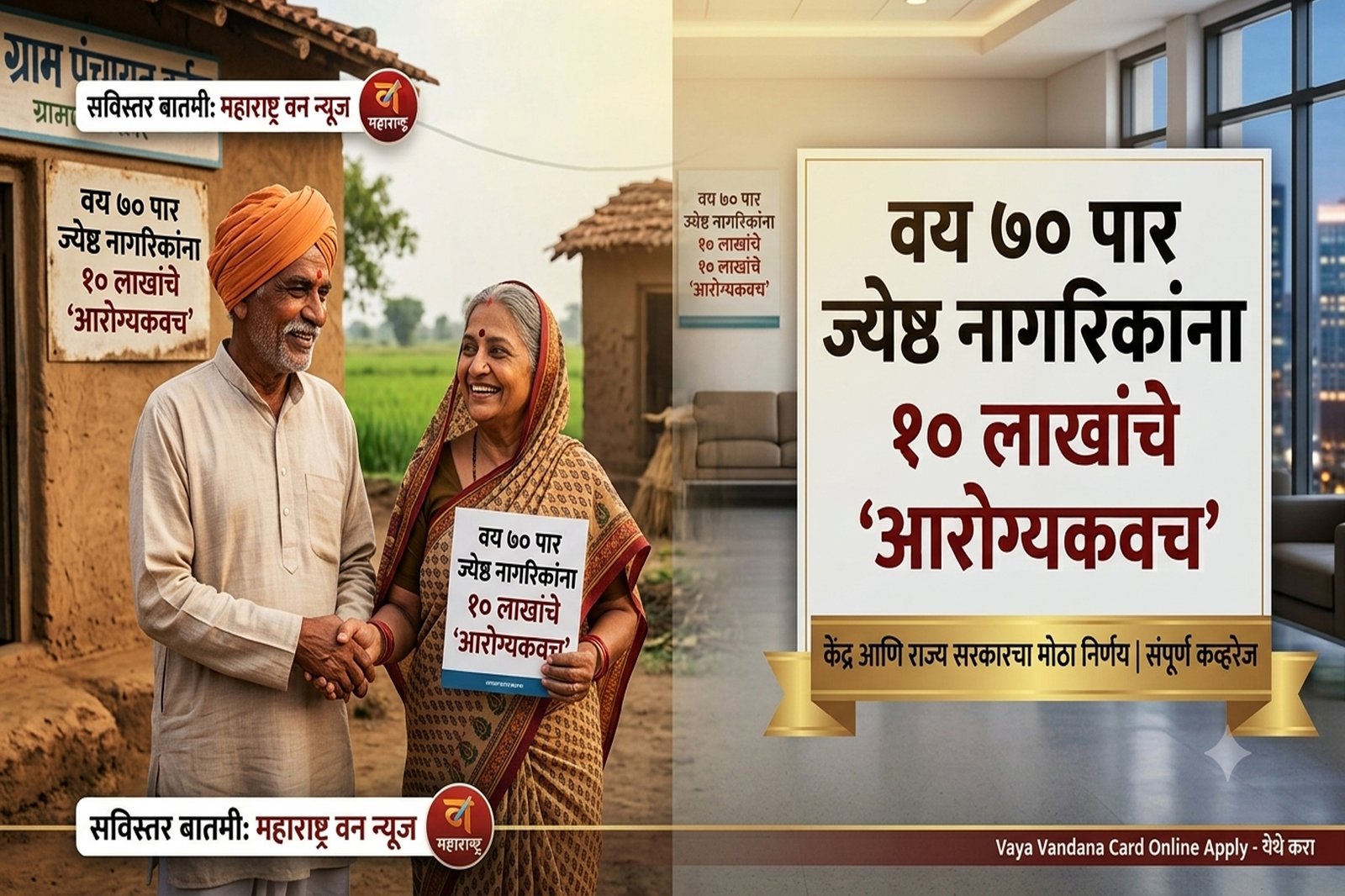 Vaya Vandana Yojana वय ७० पार ज्येष्ठ नागरिकांना मिळणार १० लाखांचे 'आरोग्यकवच'; जाणून घ्या सविस्तर 1 Vaya Vandana Yojana वय ७० पार ज्येष्ठ नागरिकांना मिळणार १० लाखांचे ‘आरोग्यकवच’; जाणून घ्या सविस्तर